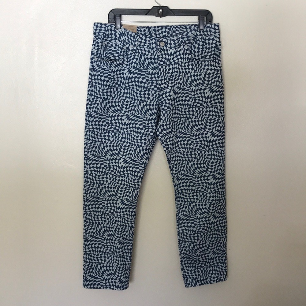 Levi's Women's 31‎ Middy Straight Blue Warped Checkerboard Jeans A46902791